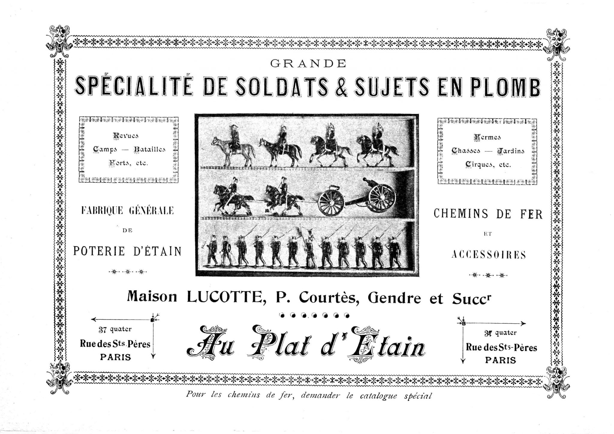 Catalogue des années 1900 Lucotte, soldats de plomb